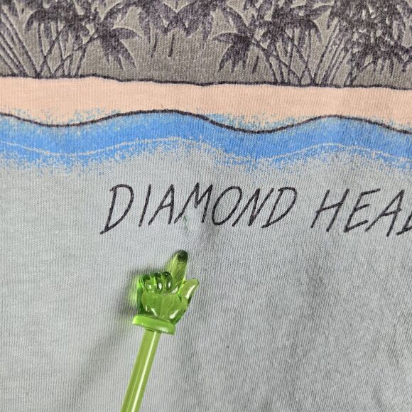 Vtg Crazy Shirts B Kliban Diamond Head Waikiki TShirt XXL Cat Fish Green 2-Sided - Picture 9 of 9